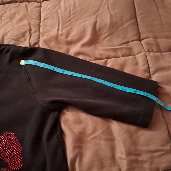 Issac Designs top women's medium M lips rhinestones black red novelty valentines - Picture 11 of 12